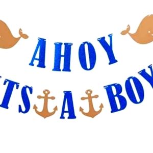 N.W.T ..Ahoy It's A Boy Baby Shower Decor Bundle 💙👶🚢⛵⚓🌊🐳🎉🎊